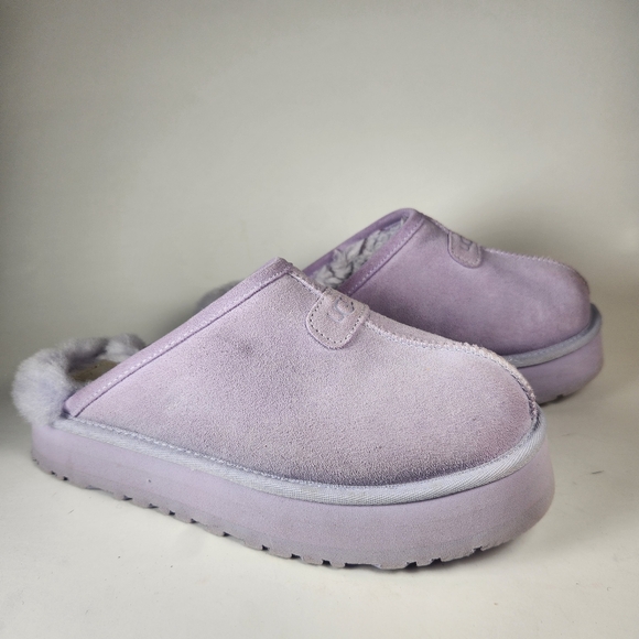 UGG Womens Discoquette Slipper 7 Purple Leather Shearling House Shoes Cozy Clogs - Picture 2 of 11